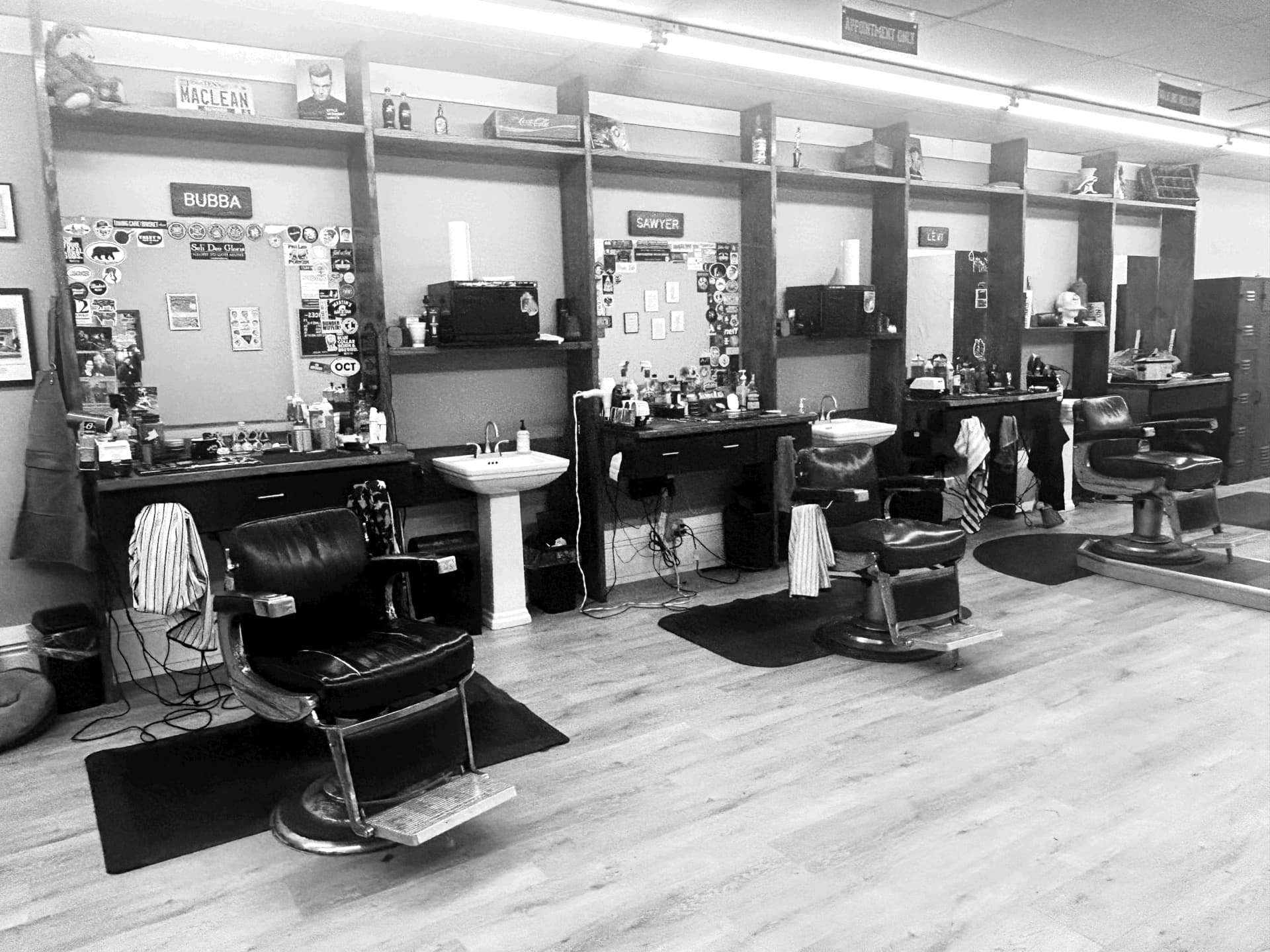Inside The Front Porch Barber Shop in downtown Greenville, PA